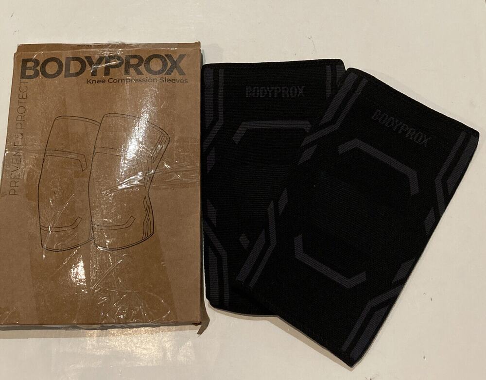 Bodyprox Knee Compression Sleeve (2 Pack) Size Small Support Brace Black